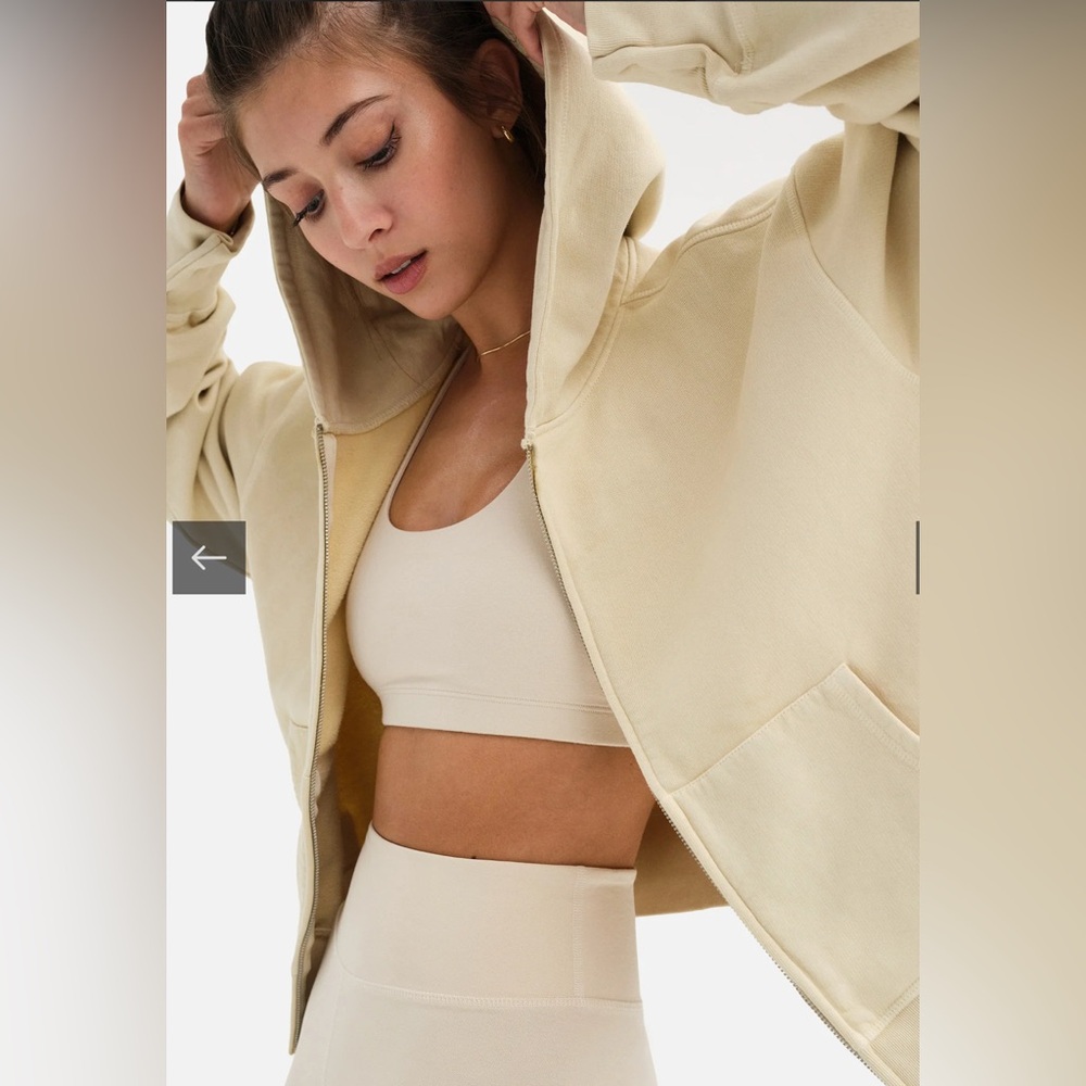 NWT Mate the Label Organic Fleece Oversized Zip Hoodie Size XS/S Bone